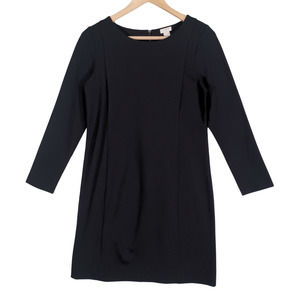 J.Crew Factory Size Smal Long Sleeve Sheath Dress Black Scoop Neck Back Zip NEW